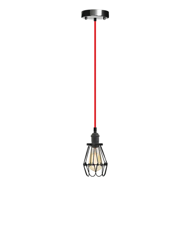Single Pendant: Red and Black Hinge Cage — Hangout Lighting LED Pendant Lights  2200K