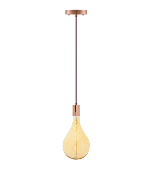Single Pendant: Mauve and Copper with LED XL Pear Bulb — Hangout Lighting LED Pendant Lights  2200K