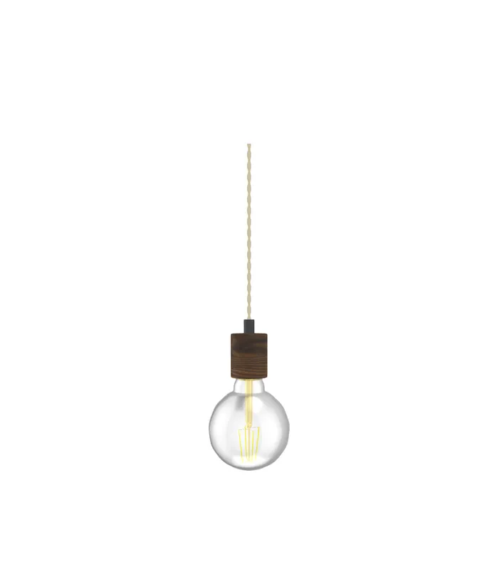 Single Pendant: Beige Twisted and Walnut Wood — Hangout Lighting LED Pendant Lights  