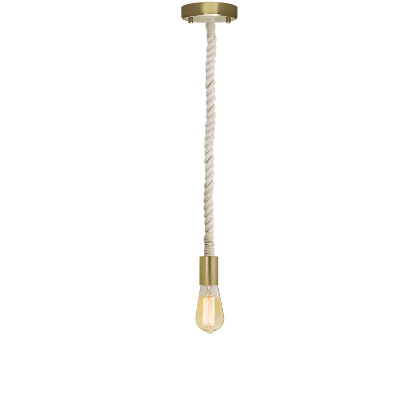 Single Pendant: Cotton Rope and Modern Brass — Hangout Lighting LED Pendant Lights  