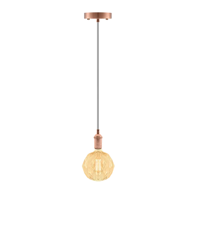 Single Pendant: Grey and Vintage Copper with Geo Globe — Hangout Lighting LED Pendant Lights  
