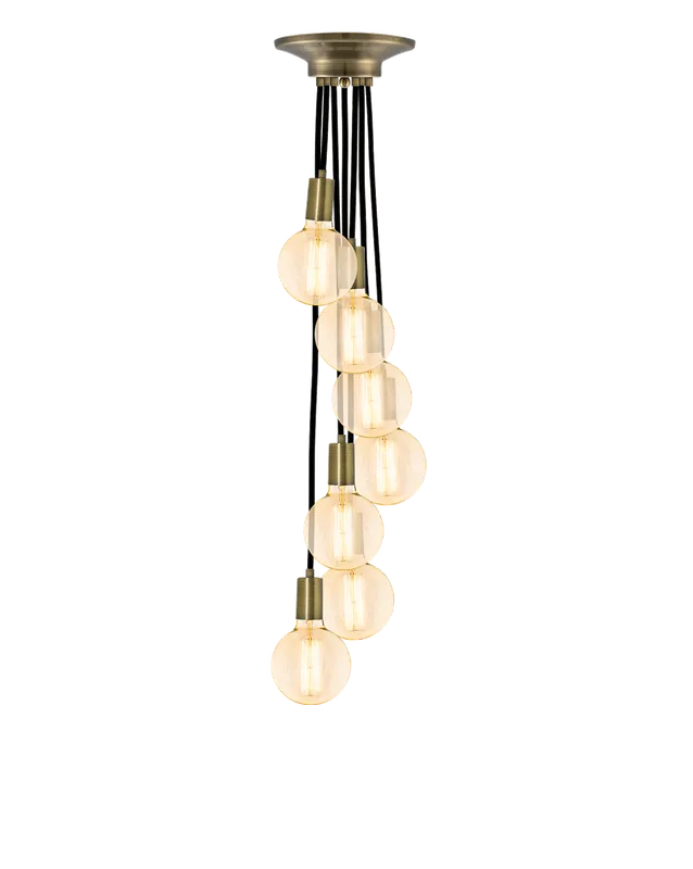 Cluster Chandelier - Staggered: Black and Antique Brass — Hangout Lighting LED Pendant Lights 4.0W 2200K