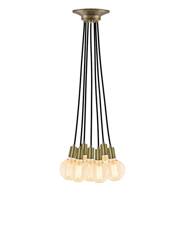 Cluster Chandelier - Even: Black and Antique Brass — Hangout Lighting LED Pendant Lights 4.0W 2200K