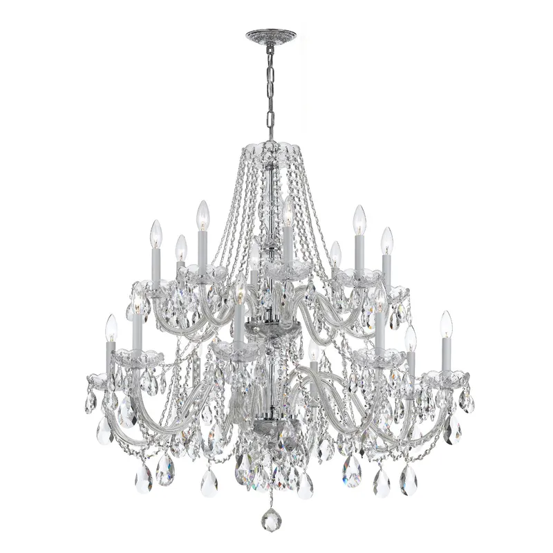 Traditional Crystal 37'' Chandelier — Crystorama Lighting LED Pendant Lights  