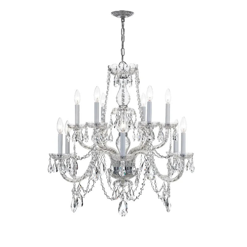 Traditional Crystal 31'' Chandelier — Crystorama Lighting LED Pendant Lights  