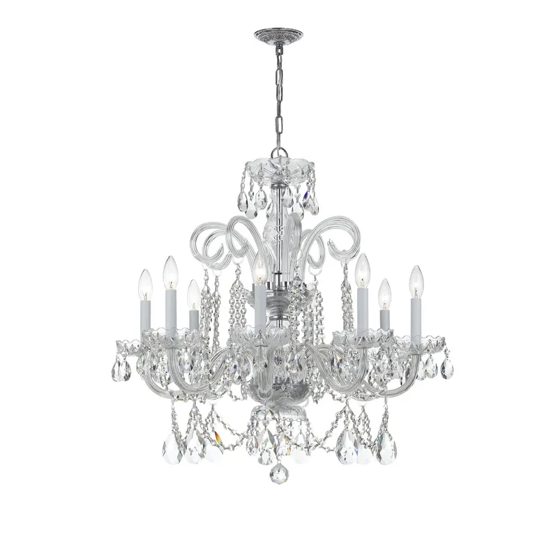 Traditional Crystal 27'' Chandelier — Crystorama Lighting LED Pendant Lights  