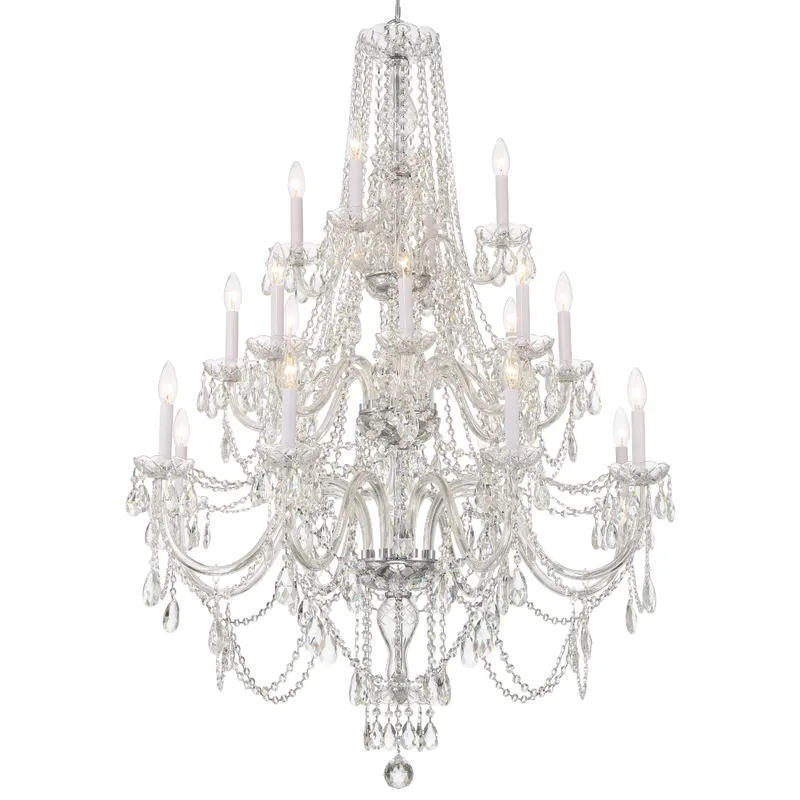 Traditional Crystal 38'' Chandelier — Crystorama Lighting LED Pendant Lights  