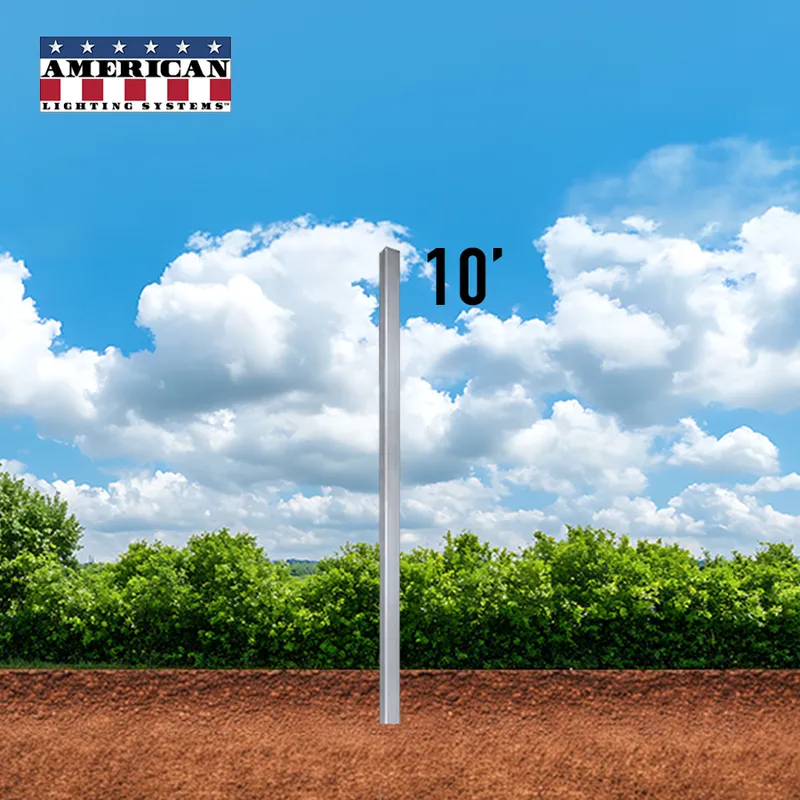 10 Foot Aluminum Square Straight Direct Burial 4in .125 Thickness — American Lighting Systems LED General Lighting  