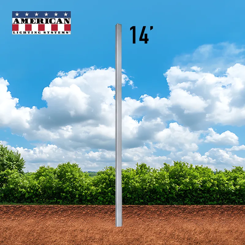 14 Foot Aluminum Square Straight Direct Burial 4in .125 Thickness — American Lighting Systems LED General Lighting  