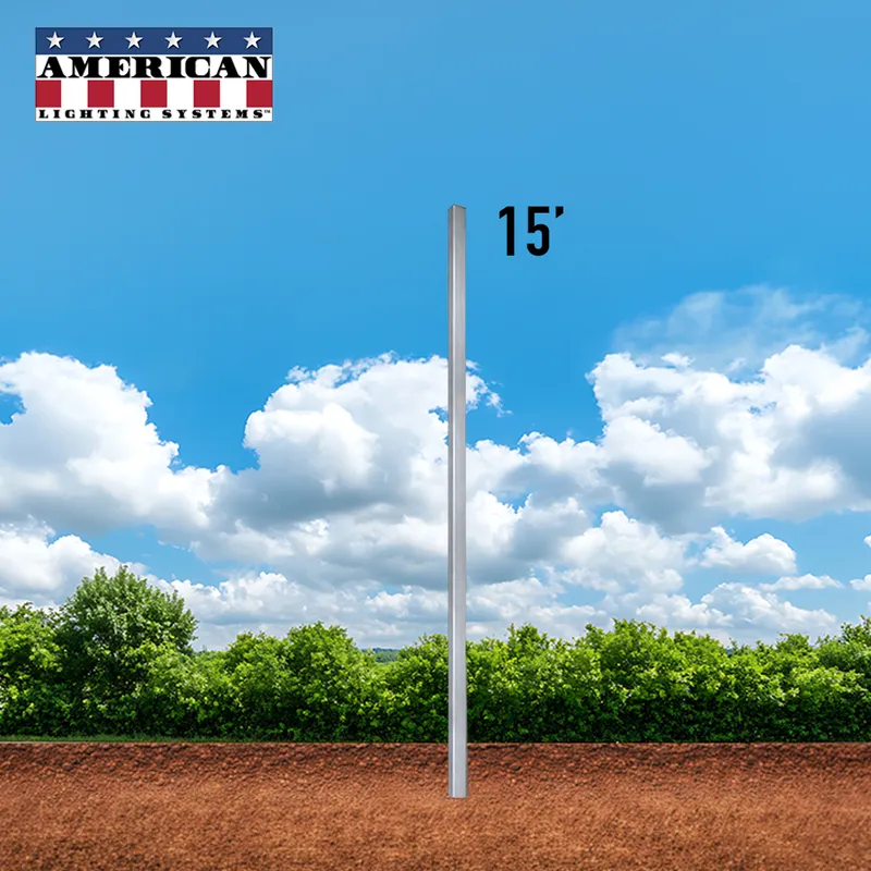 15 Foot Aluminum Square Straight Direct Burial 4in .188 Thickness — American Lighting Systems LED General Lighting  