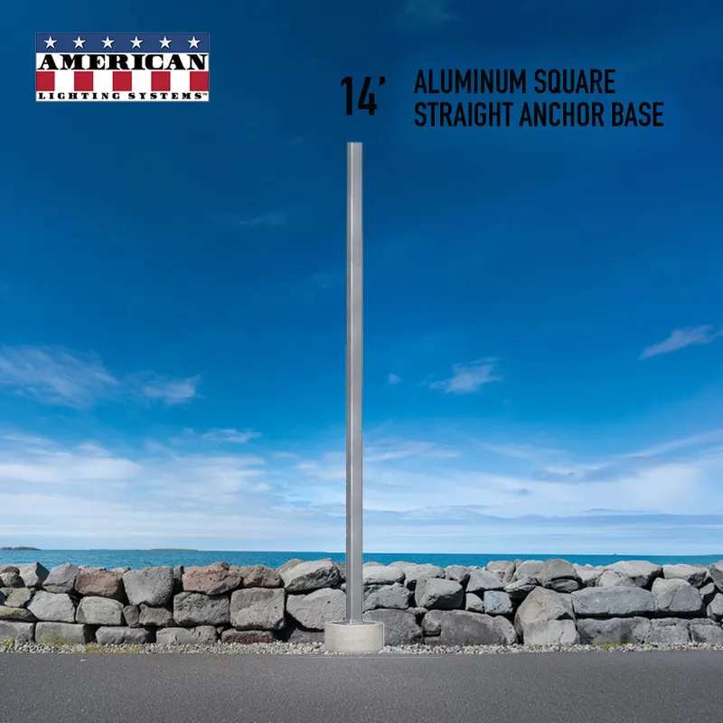 14 Foot Aluminum Square Straight Anchor Base 4in — American Lighting Systems LED General Lighting  