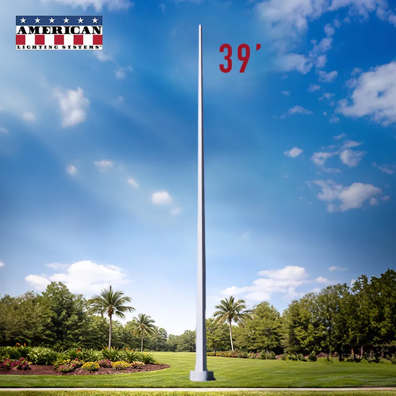 39 Foot Tapered Square Steel Anchor Base 11 Gauge — American Lighting Systems LED Linear Lights  