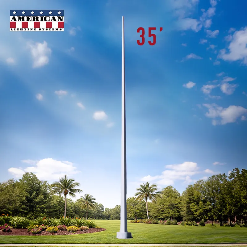 35 Foot Tapered Square Steel Anchor Base 11 Gauge — American Lighting Systems LED Linear Lights  