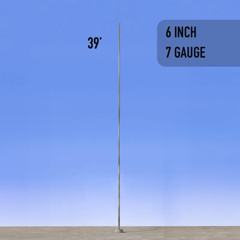 39 Foot Straight Square Steel Anchor Base 6in 7 Gauge — American Lighting Systems LED General Lighting  