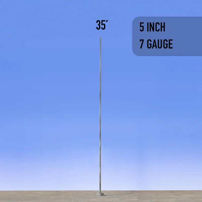 35 Foot Straight Square Steel Anchor Base 5in 7 Gauge — American Lighting Systems LED General Lighting  