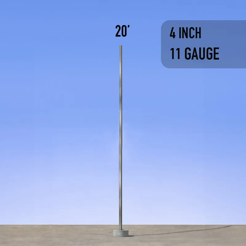 20 Foot Steel Light Pole Straight Square - Anchor Base 4in 11 Gauge — American Lighting Systems LED General Lighting  