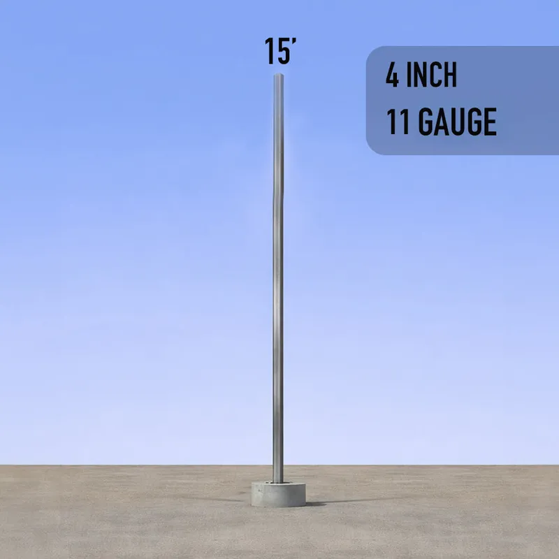 15 Foot Straight Square Steel Light Poles Anchor Base 4in 11 Gauge — American Lighting Systems LED General Lighting  