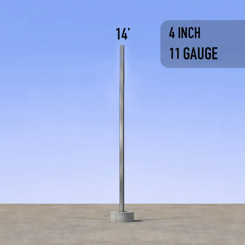 14 Foot Straight Square Steel Commercial Light Pole Anchor Base 4in 11 Gauge — American Lighting Systems LED General Lighting  