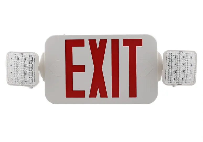 Standard Exit Light Combo — Red Letters & White Housing — American Lighting Systems LED Exit & Emergency  