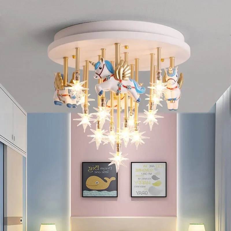 Girls Merry Go Roond Horses Ceiling Light | Kids Room Decor Lights — Zenduce Lighting LED Pendant Lights  
