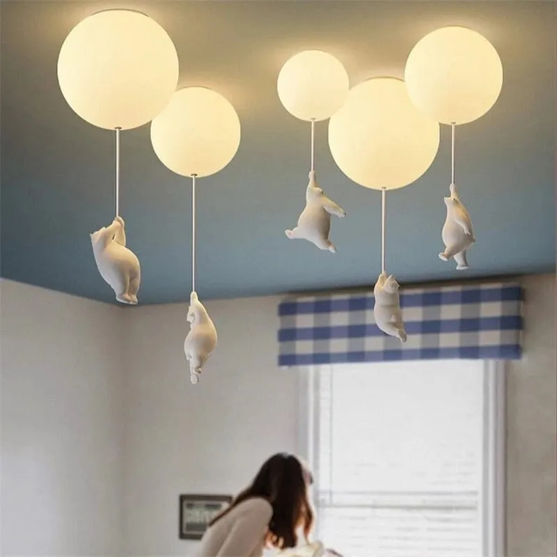 Kids Teddy Bears Holding Balloons Ceiling Light | Kids Room Decor Lights — Zenduce Lighting LED Pendant Lights  