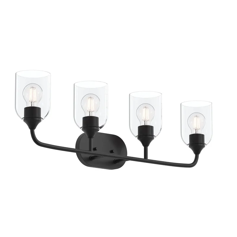 Ilia 4-Light Bath Vanity with Clear Glass Shade — Progress Lighting LED Wall Lights  