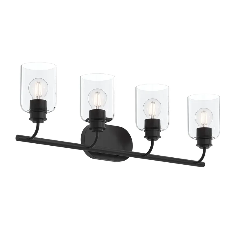 Reines Four-Light Bath Vanity with Clear Glass Shades — Progress Lighting LED Wall Lights  