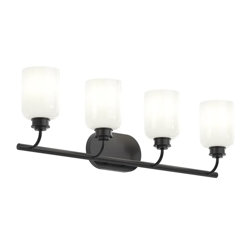 Reines Four-Light Bath Vanity with Opal Glass Shades — Progress Lighting LED Wall Lights  