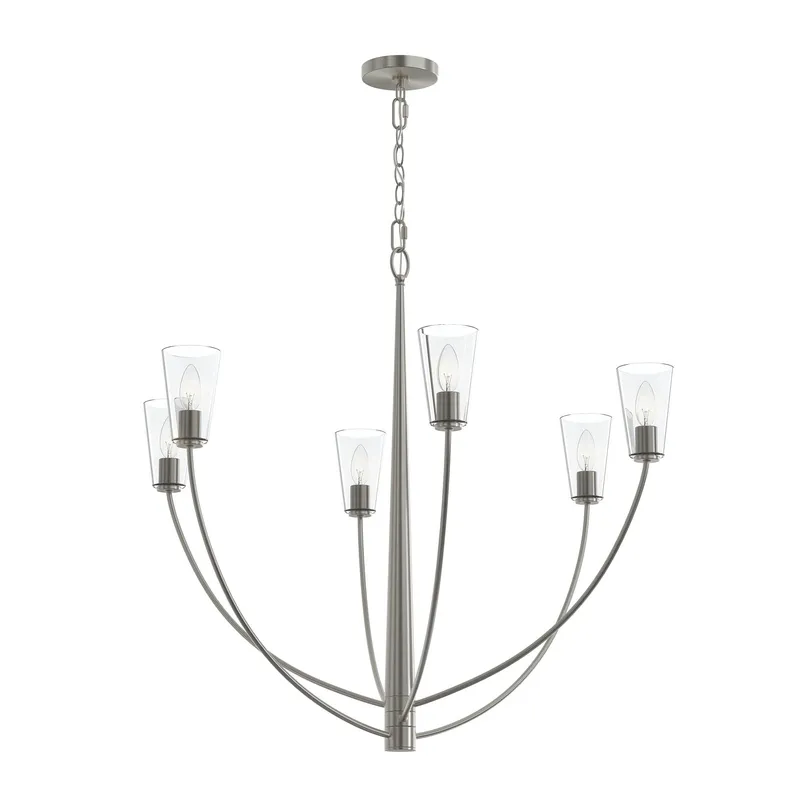 Jheni Six-Light Large Chandelier with Clear Glass Shades — Progress Lighting LED Landscape Lights  