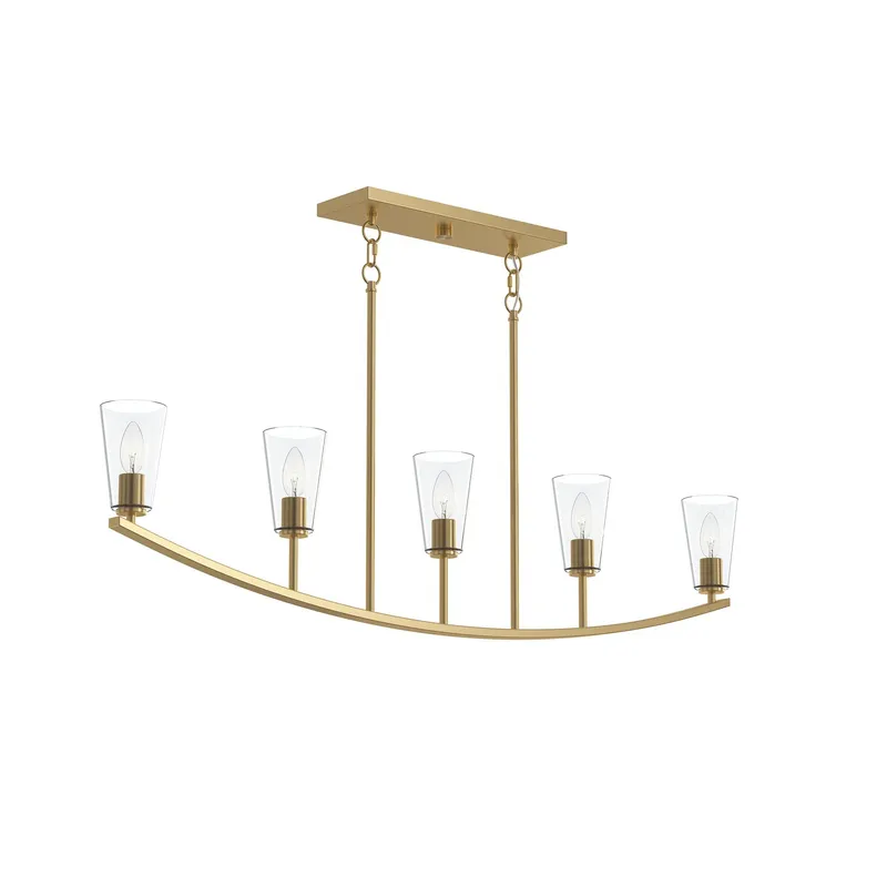 Jheni Five-Light Linear Chandelier with Clear Glass Shades — Progress Lighting LED Linear Lights  