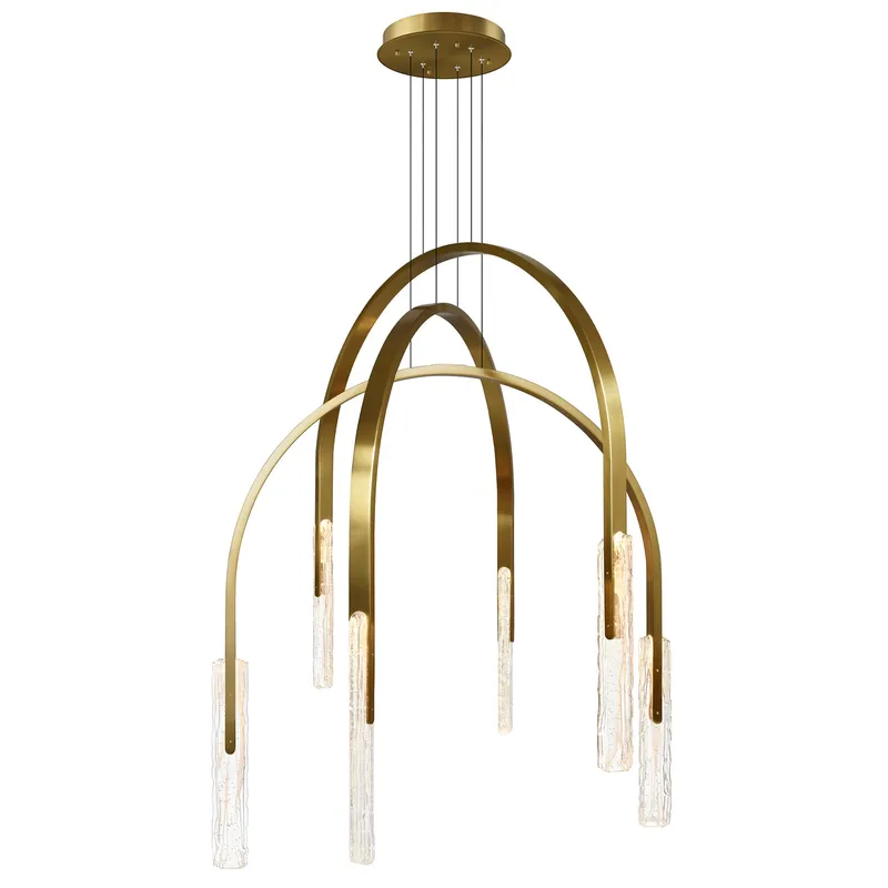 Curva Chandeliers Brass 38in LED — Modern Lights LED Pendant Lights 35.0W 2700K
