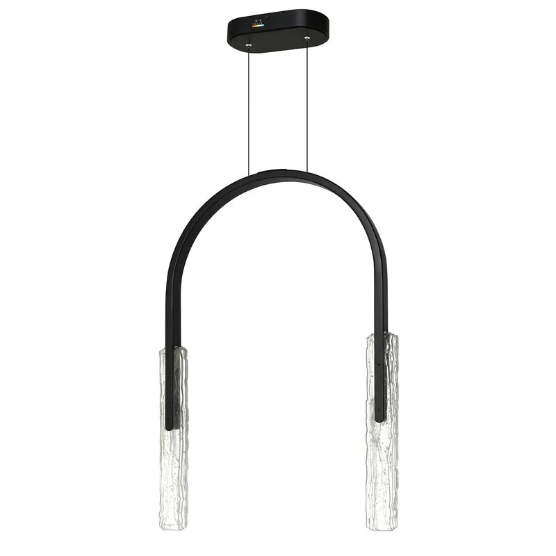 Curva Chandeliers LED Black Handcrafted Glass — Modern Lights LED Pendant Lights 16.0W 