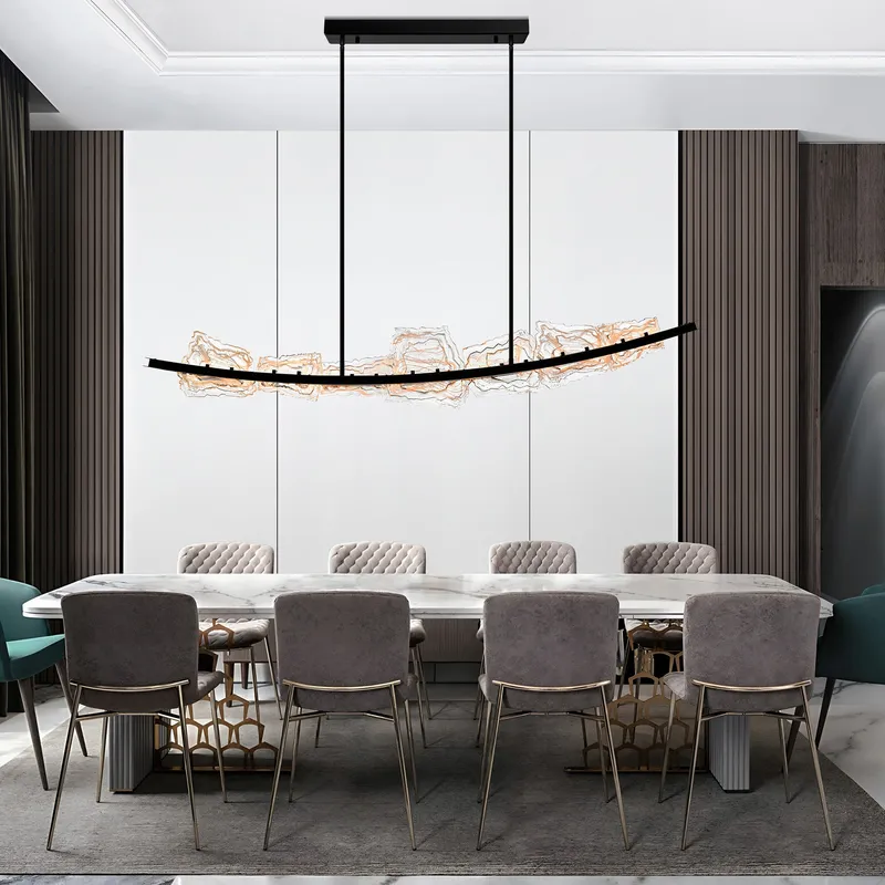 Arcus Chandeliers LED Black 70in Glass — Modern Lights LED Pendant Lights 62.0W 2700K
