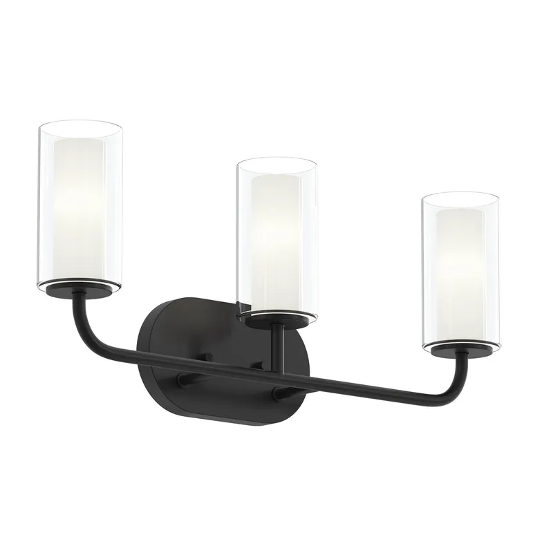 Mack Three-Light Vanity Light with Layered Glass Shades — Progress Lighting LED Wall Lights  