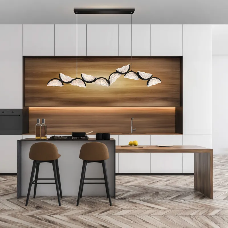 Moon Chandeliers 70in Black Handcrafted Glass — Modern Lights LED Pendant Lights 45.0W 