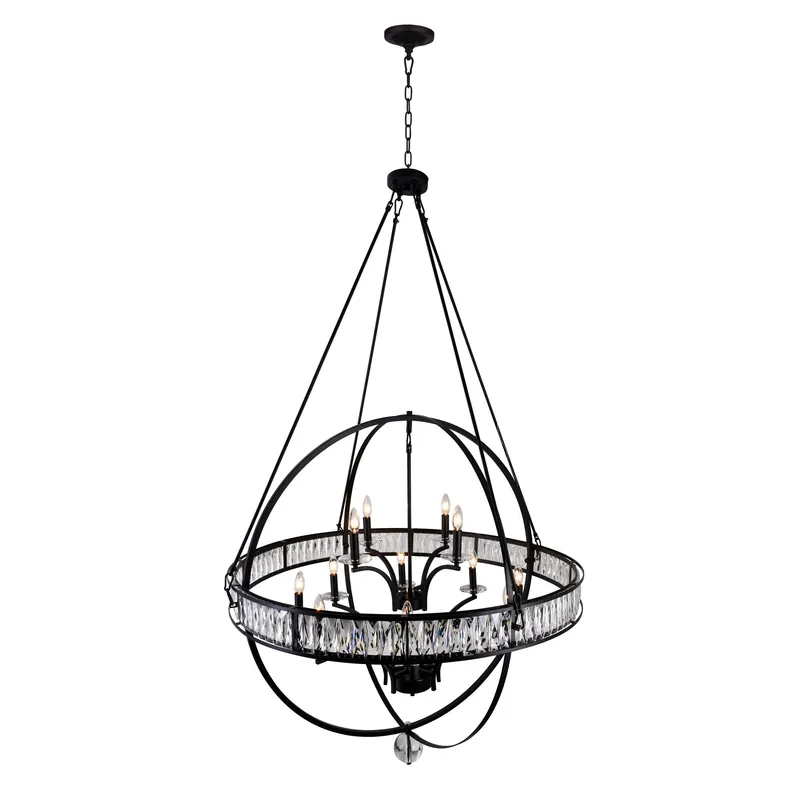 Arkansas Chandeliers 12 Light Black Finish — Modern Lights LED Pendant Lights 60.0W 