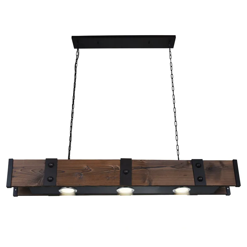 Pago Chandeliers 3 Light Black Wood Finish — Modern Lights LED Pendant Lights 7.0W 