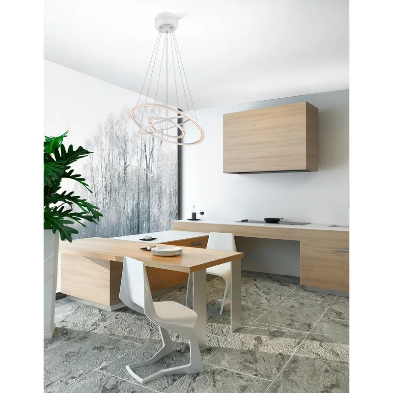 Chalice Chandeliers White Finish 3 Rings — Modern Lights LED Pendant Lights 54.0W 