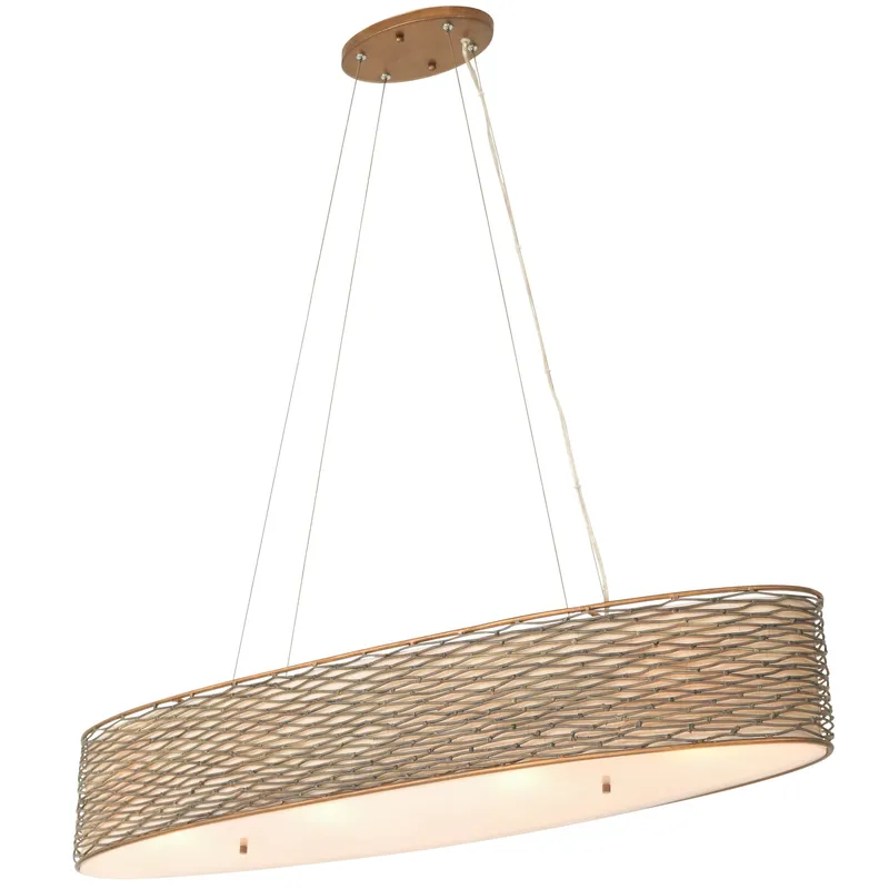 Flow 4 Light Oval Linear Pendant w/Fabric Shade — Modern Lights LED Linear Lights 240.0W 