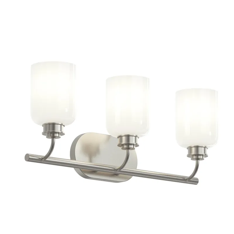 Reines Three-Light Bath Vanity with Opal Glass Shades — Progress Lighting LED Wall Lights  