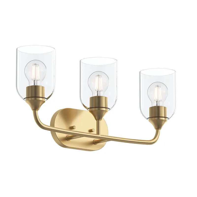 Ilia 3-Light Bath Vanity with Clear Glass Shade — Progress Lighting LED Wall Lights  
