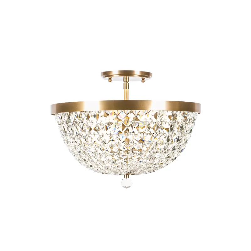 Crystal Baller 3 Light Leaded Crystal Empire Semi-Flush Mount — Modern Lights LED Ceiling Lights 15.0W 