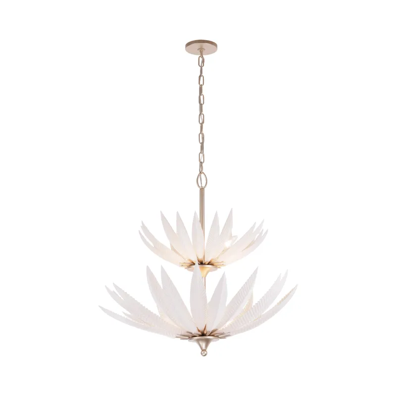 Zanara 9 Light Pendantwith 3D Printed Ceramic Leaves — Modern Lights LED Pendant Lights 45.0W 