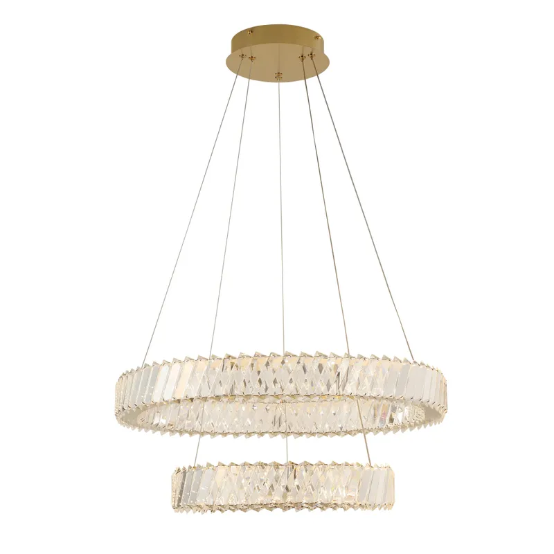 Golden Ratio 24 in Two Tier LED Crystal Pendant — Modern Lights LED Pendant Lights  