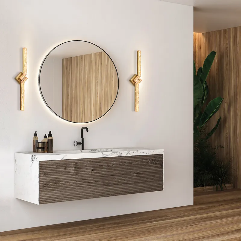 Contour Vanity Lights Brass Handcrafted Glass — Modern Lights LED Wall Lights 16.0W 