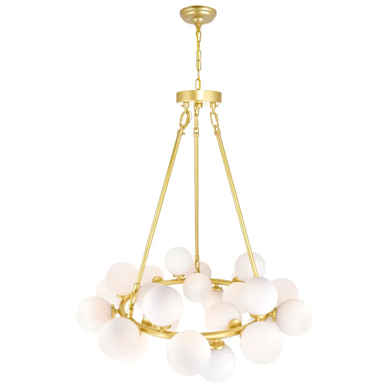 Arya 25 Light Satin Gold Finish Chandelier — Modern Lights LED Pendant Lights 7.0W 