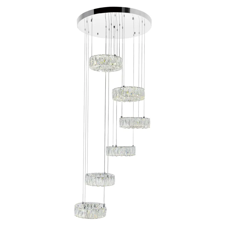 Madeline Chandeliers Chrome 6 Light LED — Modern Lights LED Pendant Lights 72.0W 