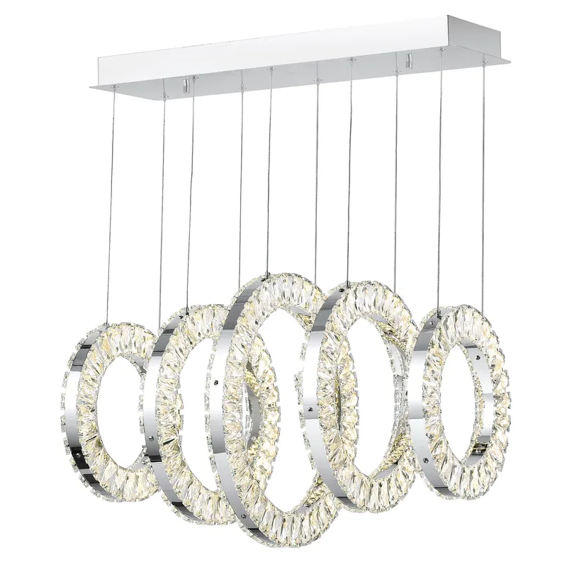 Celina Chandeliers Chrome 5 Ring LED — Modern Lights LED Pendant Lights 75.0W 