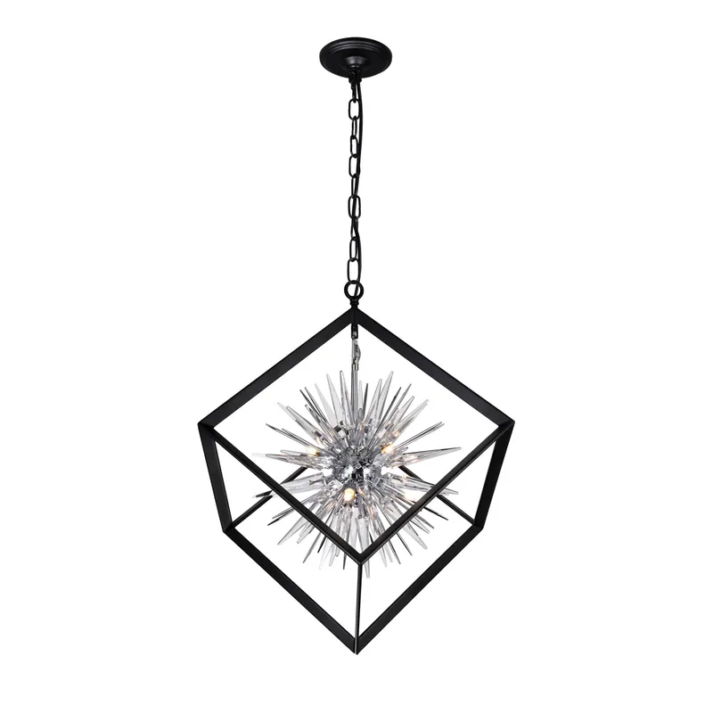 Starburst Chandeliers 6 Lights Chrome Black — Modern Lights LED Pendant Lights 40.0W 