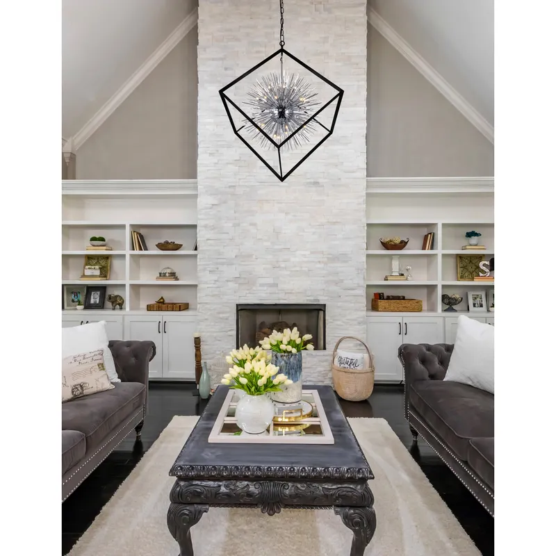 Starburst Chandeliers 20 Light Chrome Black — Modern Lights LED Pendant Lights 40.0W 